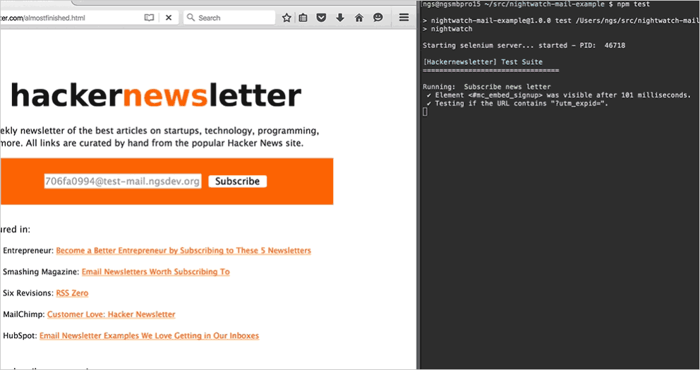 Testing Email Delivery in Nightwatch.js End to End test