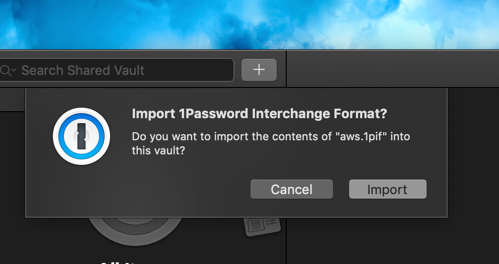 Import AWS credentials.csv to 1Password using aws1pif